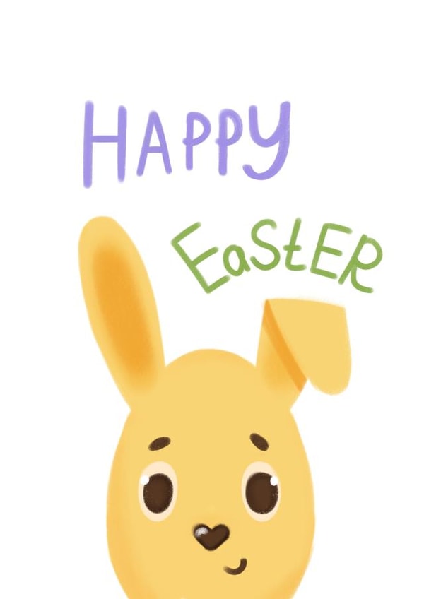 Cute postcard with a little yellow chick Happy Easter 1001 created by Dogs and cats 