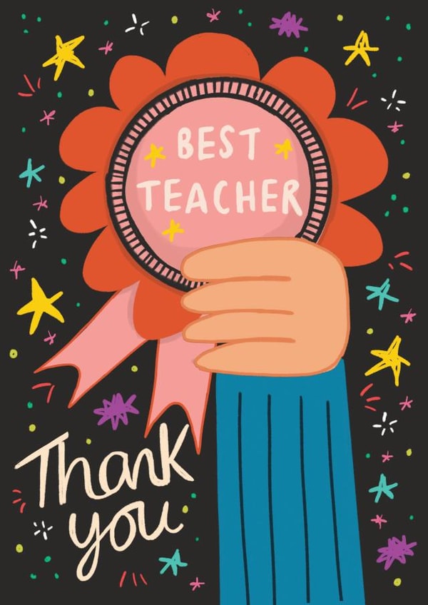 BEST TEACHER CARD  1000 created by NICHOLA COWDERY ILLUSTRATIONS 