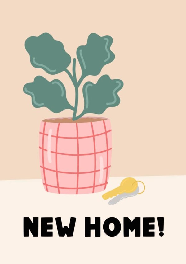 Modern Plant Pot New Home Card - House Plant - New Home created by This Gal Designs