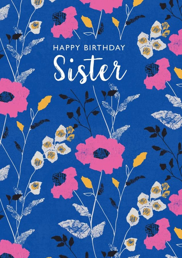 Collaged floral Sister birthday card created by Rebecca Prinn