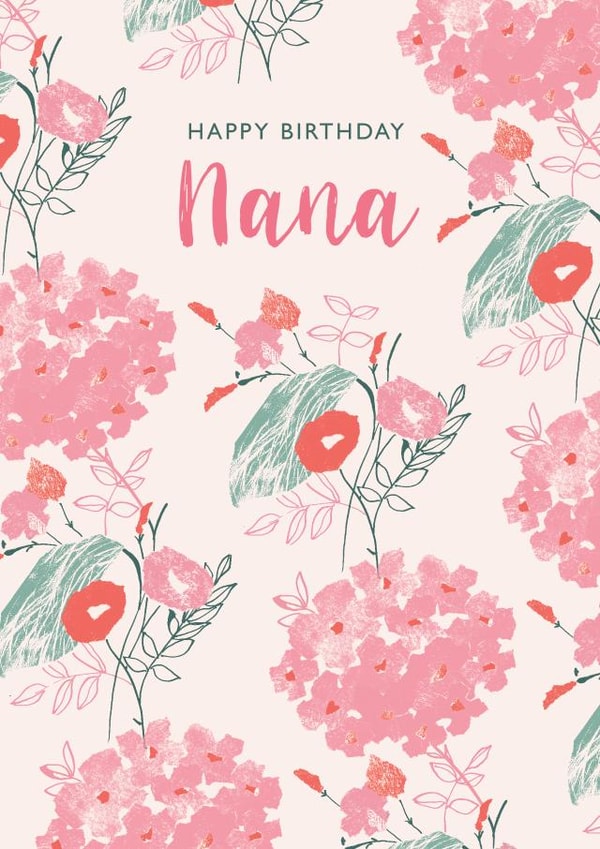 Collaged floral Nana birthday card created by Rebecca Prinn