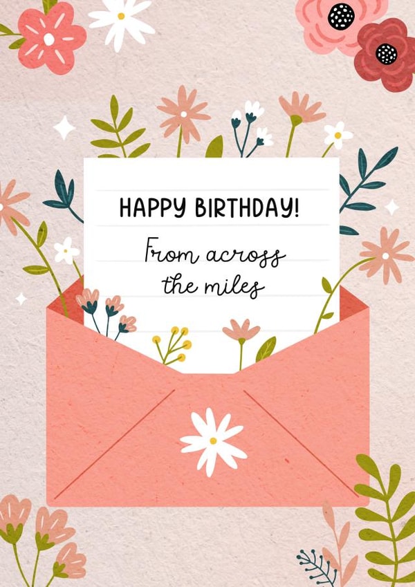 Happy Birthday from across the miles card created by Evie Garnett Designs