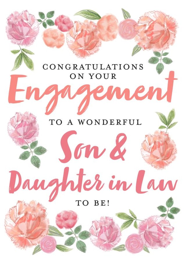 Congratulations on your Engagement - Son and Daughter in Law - floral engagement card created by Juniper and Rose Studio
