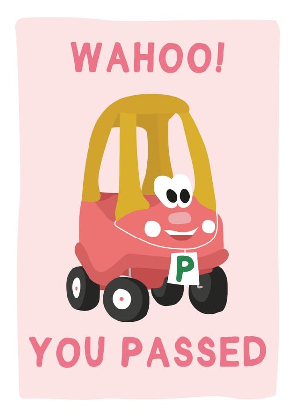 Wahoo You Passed! Funny Driving Test Pass Card created by Gem Draws Stuff