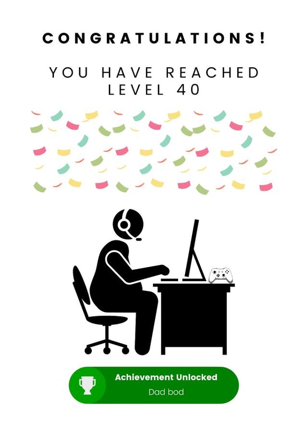 Gamer Level 40 Birthday card created by I Made A Funny!