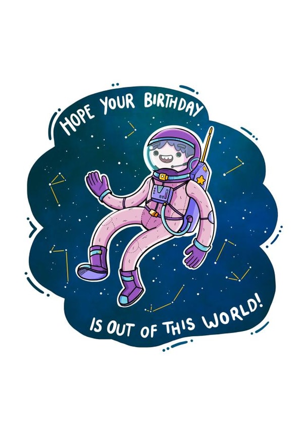 Cute Space Themed Birthday Card created by @StarBerry