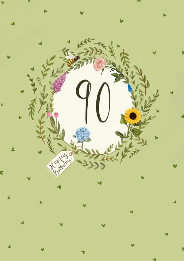 90th Birthday card created by Love Lucy Illustration