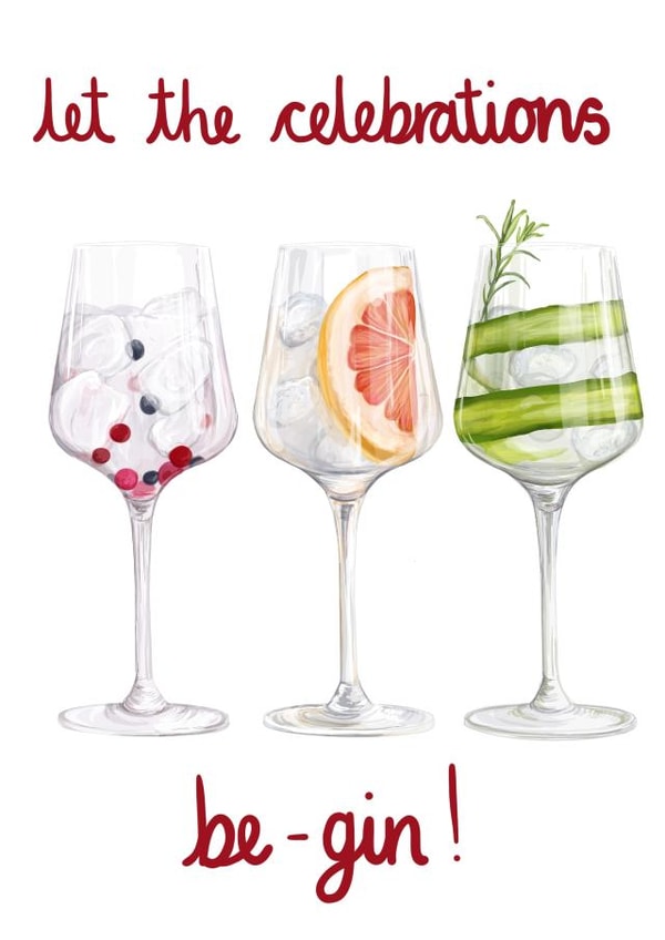 Let the celebrations be - gin! created by Katie Tinkler illustration
