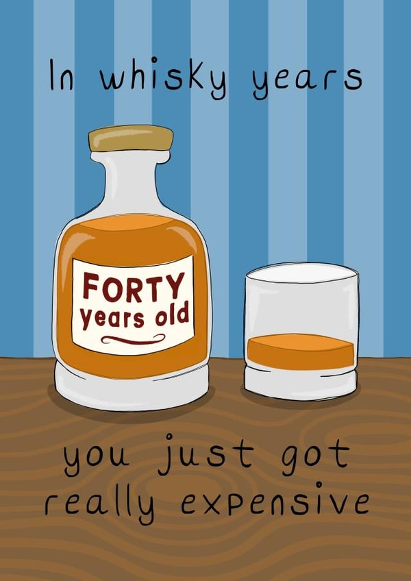 Funny 40 Years Old Whisky Birthday Card created by Running with Scissors