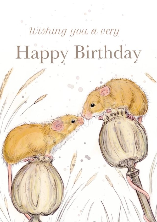Harvest Mice Birthday Wishes Card created by Silvia Whiteley Art