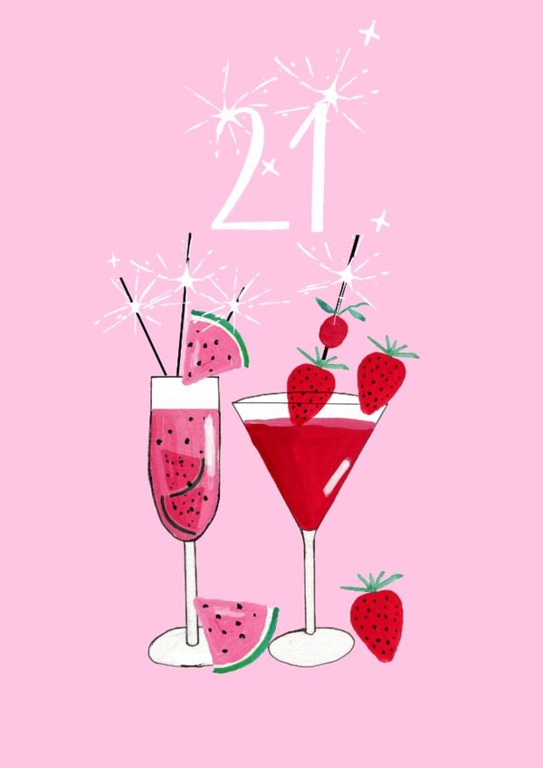 Classic Birthday 21st Card - For Her - Cocktails created by Naughty Nice