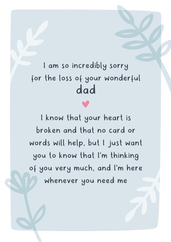 Sympathy Card Dad created by Fliss Muir