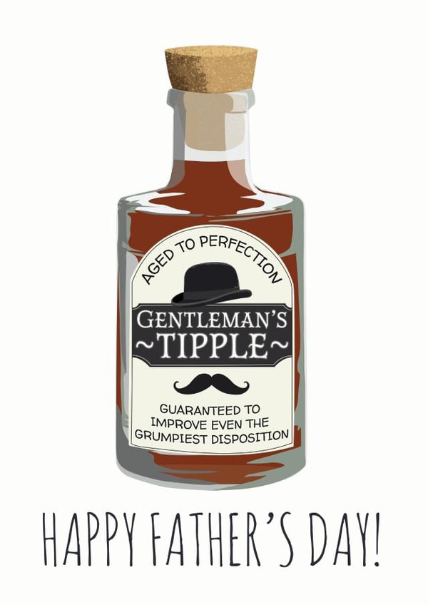 Funny Hand-Illustrated Gentleman's Tipple Father's Day Card created by whimsical AF