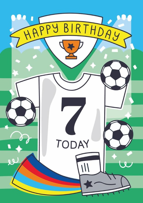 Happy Birthday Football 7th Birthday Soccer Card created by Creative Joy