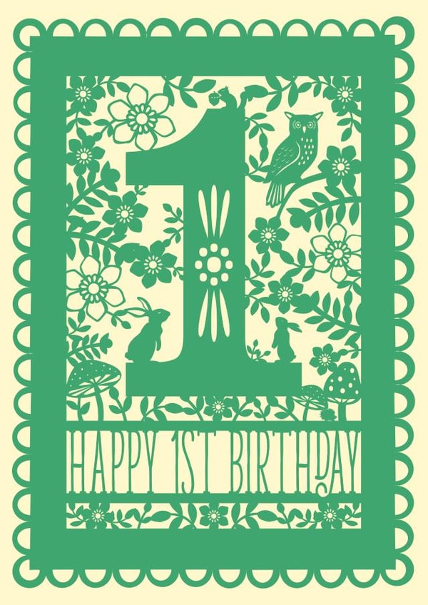 Woodland First Birthday Card created by Pogofandango