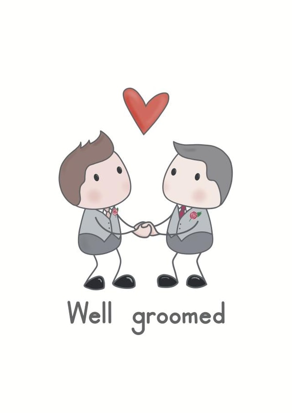 Mr and Mr Well groomed - Wedding Congratulations Card created by Presents Felt