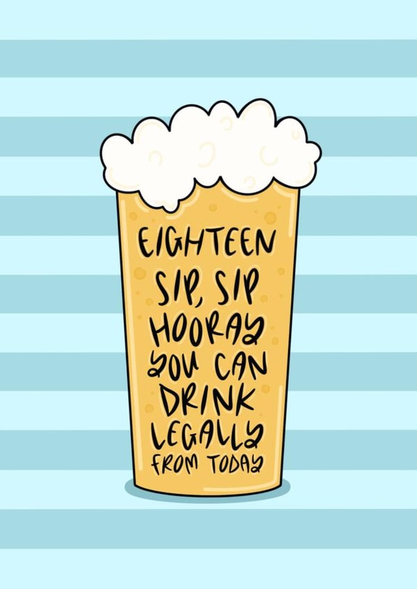 Sip, Sip, Hooray, 18th Birthday Beer Card created by Muses & May 