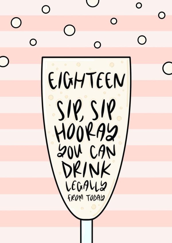 Sip, Sip, Hooray, 18th Birthday Prosecco Card created by Muses & May