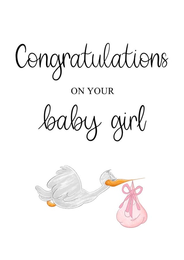 Congratulations New Baby Girl card created by Kalm Lettering
