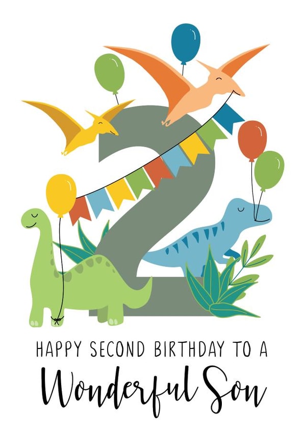 Son Second Birthday Dinosaur Card created by Lula Bird Designs