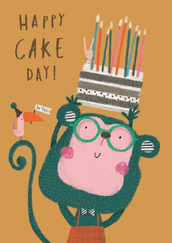 Monkey and Birthday Cake card created by Stripey Paper