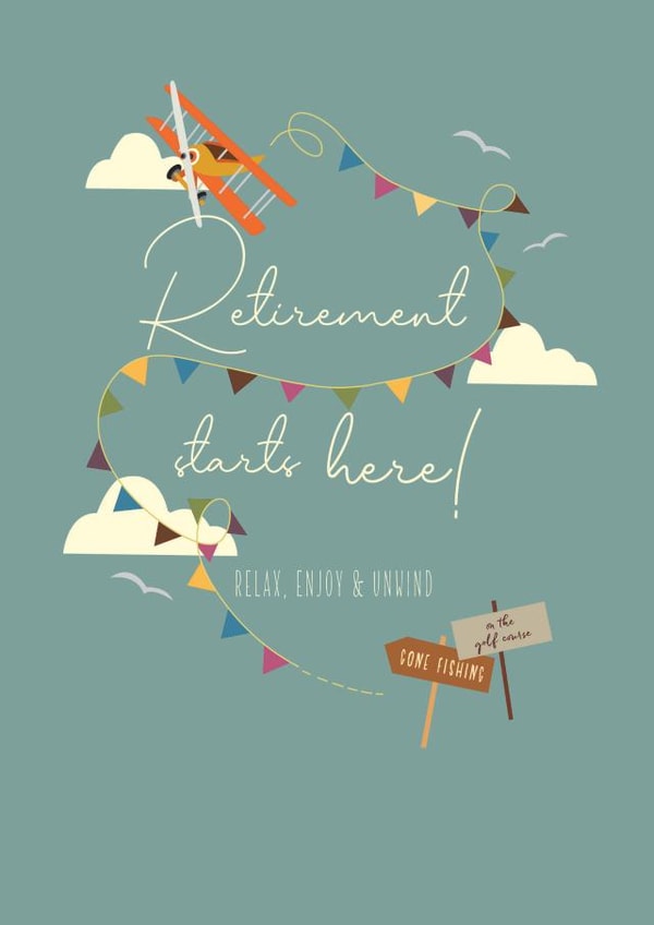 Retirement starts here! card created by Peony Rose Design
