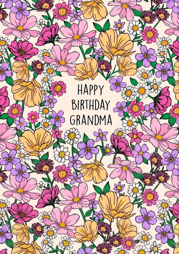 Beautiful botanical birthday card for Grandma  created by Poppy & Mabel 
