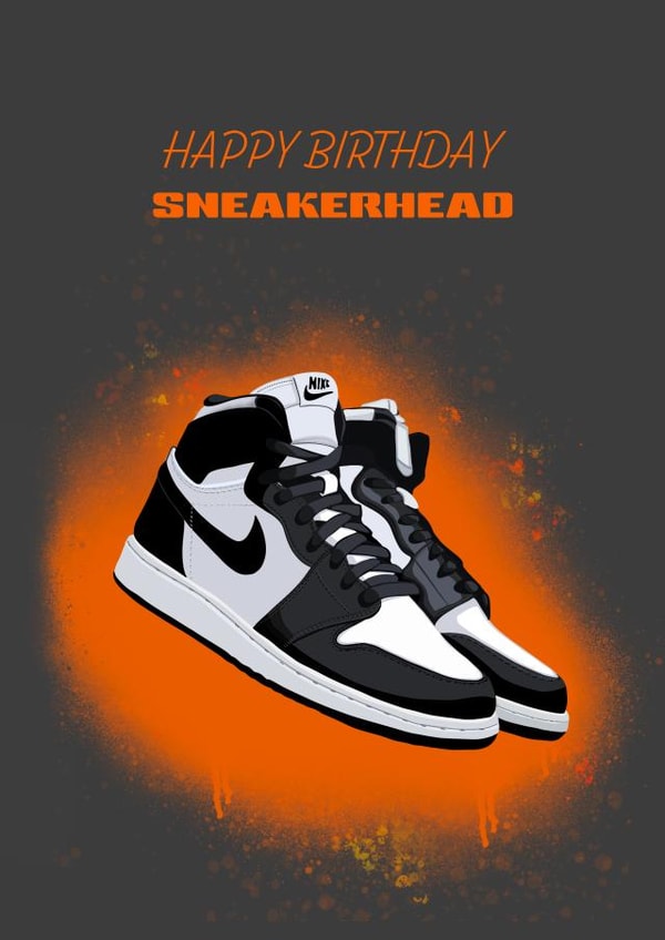Retro Jordan 1 Panda Sneakerhead Birthday Card created by Alexandria Frances