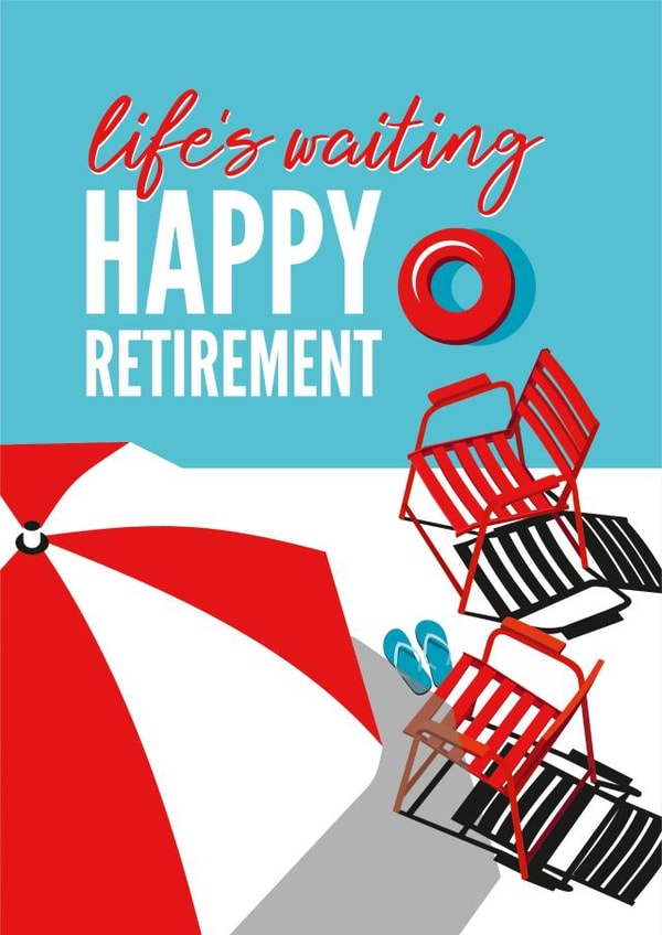 Happy Retirement Card Sitting by the Pool created by Diva Doodle Designs
