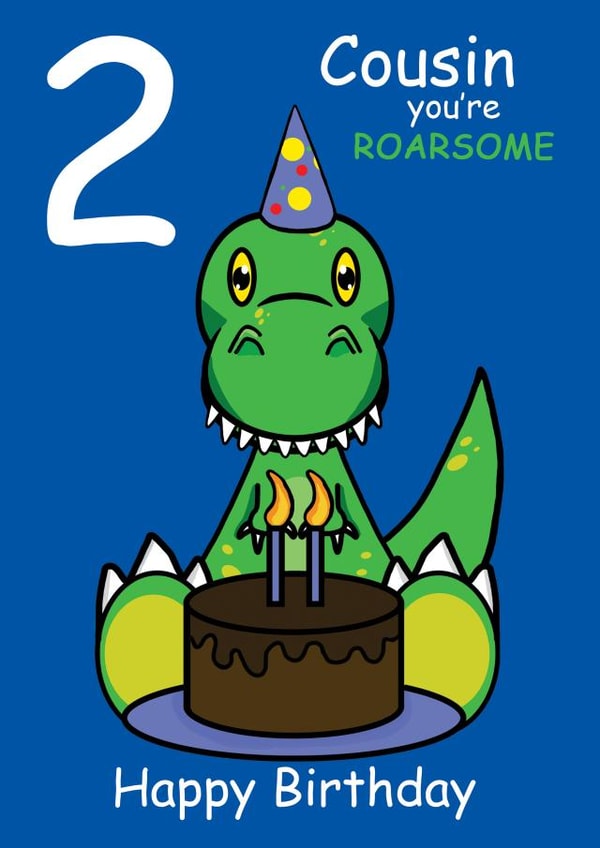 Roarsome Cousin 2nd Birthday Card created by @Cupsie's Creations