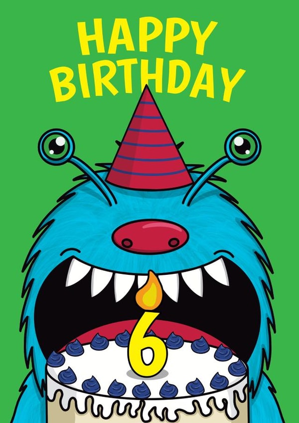 Cake Monster Happy 6th Birthday created by @Cupsie's Creations