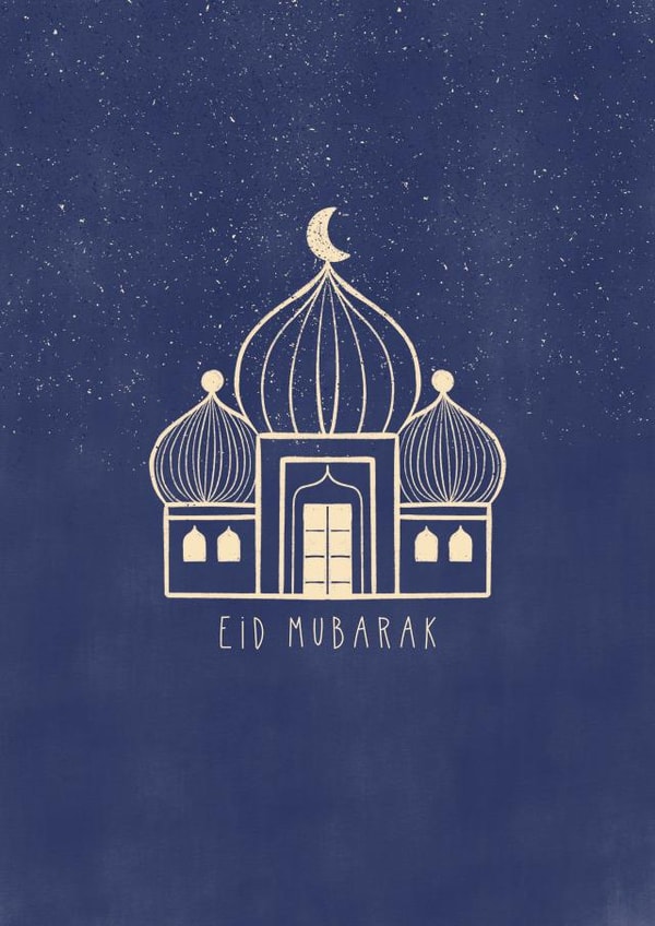Eid Mubarak | Mosque Blue Card created by BYBAMBY