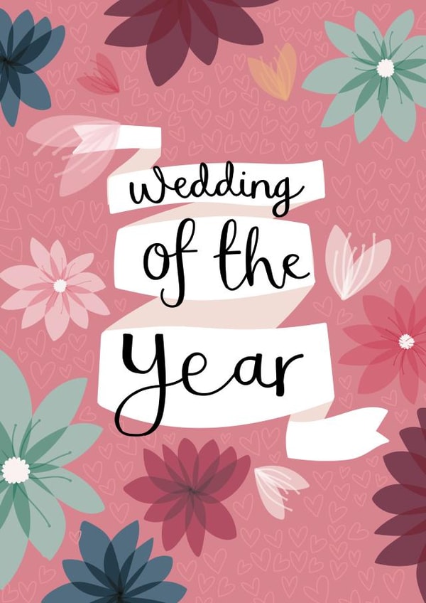 Wedding of the Year - Fun floral wedding card created by Two For Joy Illustration