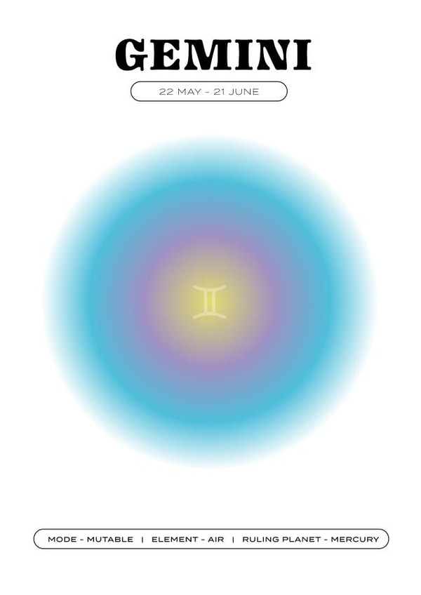 Zodiac Astrology Gemini Birthday Card created by Elena Smith