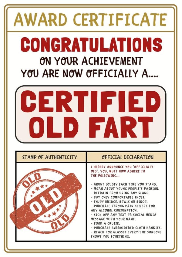 Old Fart Certificate Birthday Card created by AbiGoLucky
