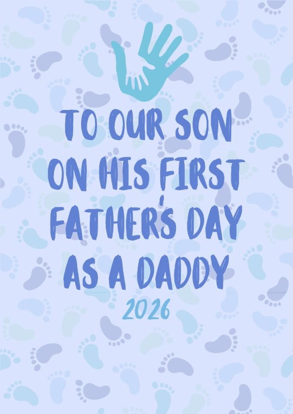 First Father’s Day Card for Son – Cute New Dad – Baby Footprints created by Parsy Designs