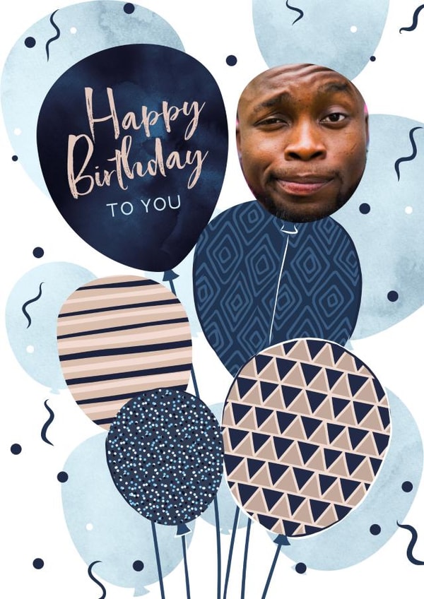 balloons face Birthday Personalised Photo Card 11857 created by Evie Garnett Designs