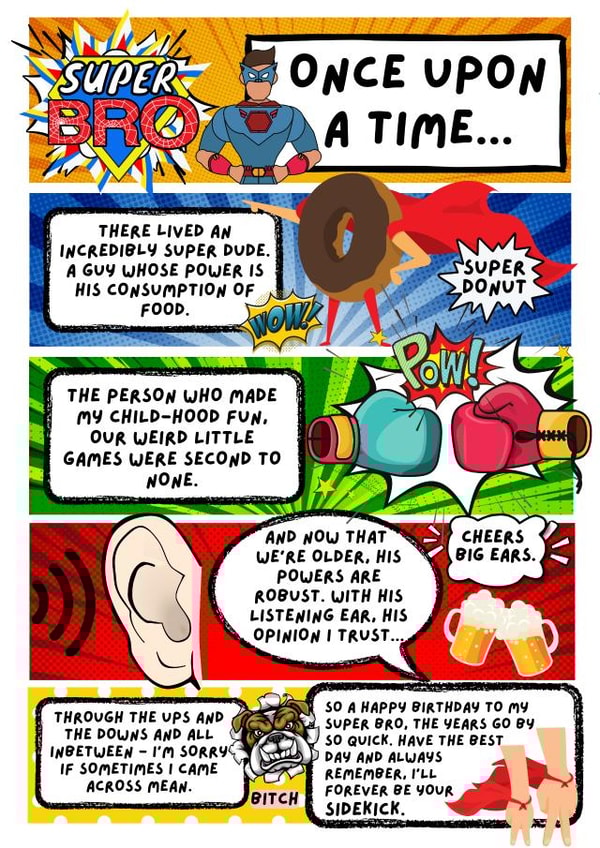 Super Bro - Comic Birthday Card created by Your Once Upon A Time