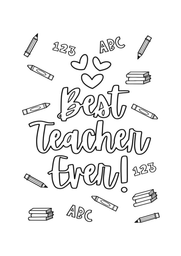 Best Teacher Ever Coloring Card created by quirkylatinaco