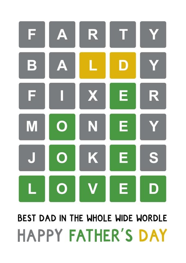 Funny Fathers Day Card - Dad - Wordle - Best Dad In The Whole Wide Wordle created by Beehive Design