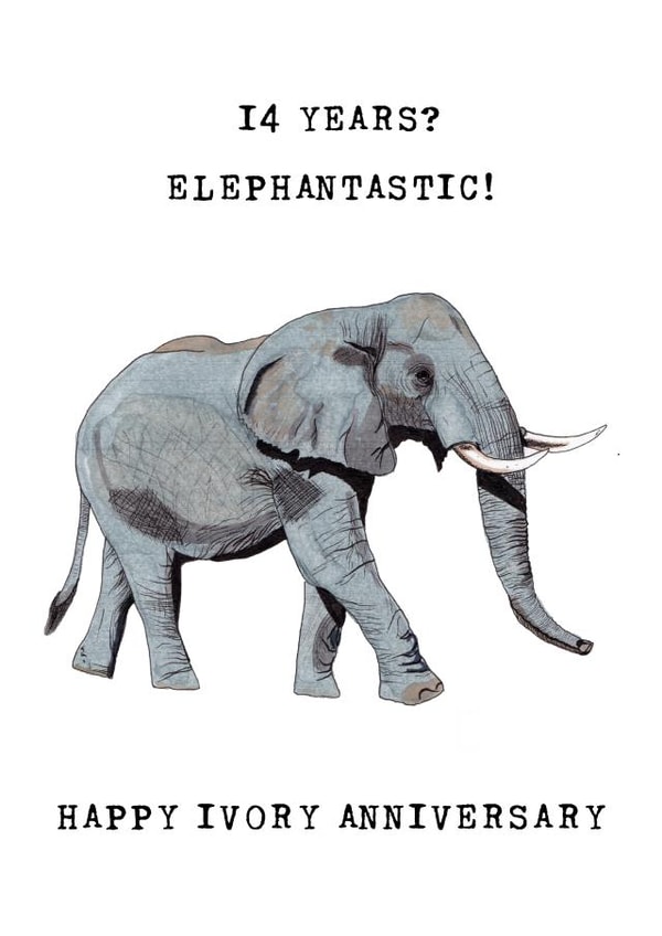 14th anniversary elephant card created by Panda and the Prince