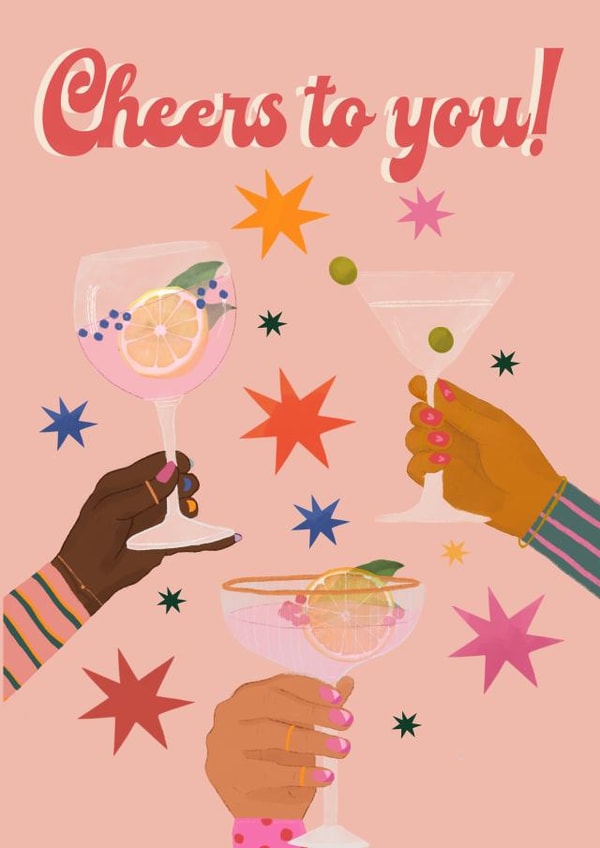 Fun Birthday Card - Cheers To You! - For Her created by Kate Fox