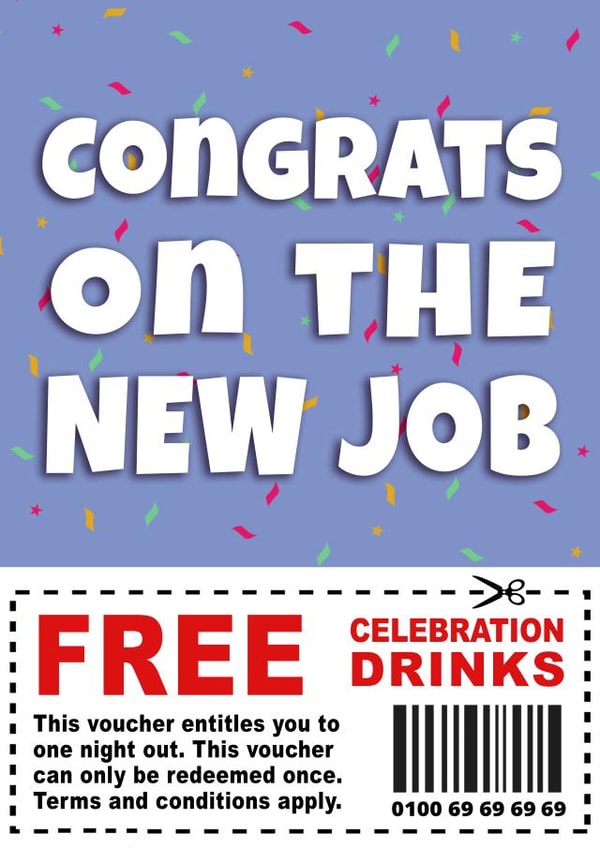 New Job Congratulations Coupon Card  created by Hint of Sarcasm