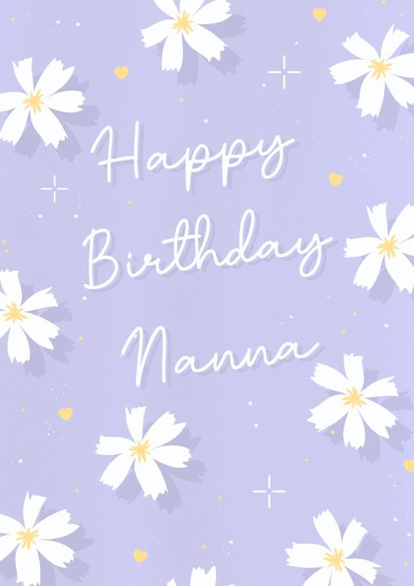 Floral and speckle print happy birthday Nanna card created by The Girl Next Draw Cards