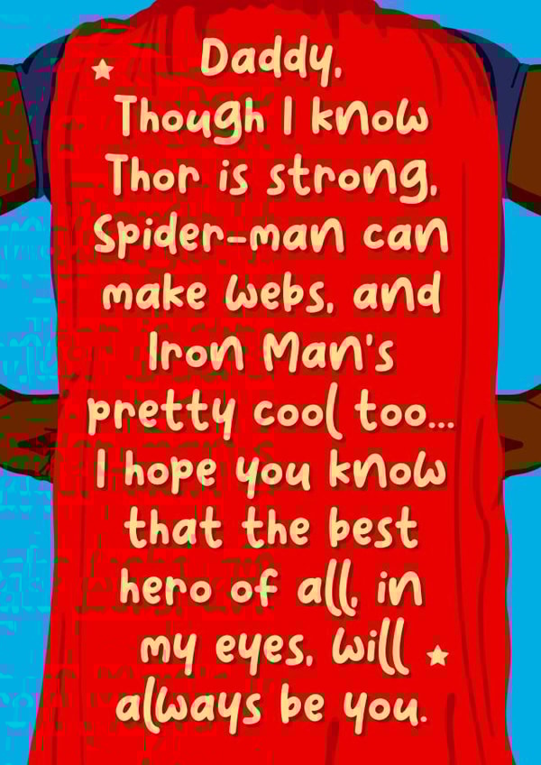 Dad my hero black Father’s Day and birthday card created by The Girl Next Draw Cards