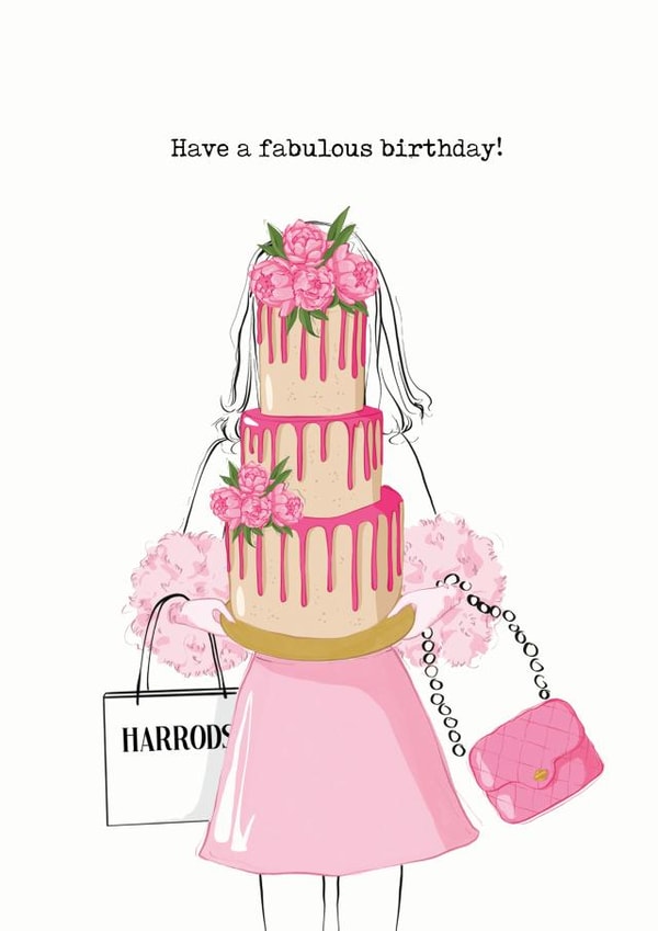 Classic Birthday Card - Cake - For Her created by Stellar Mayfair