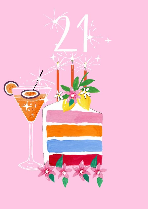 Pretty Cocktail 21st Birthday Card For Daughter - For Friend created by Naughty Nice