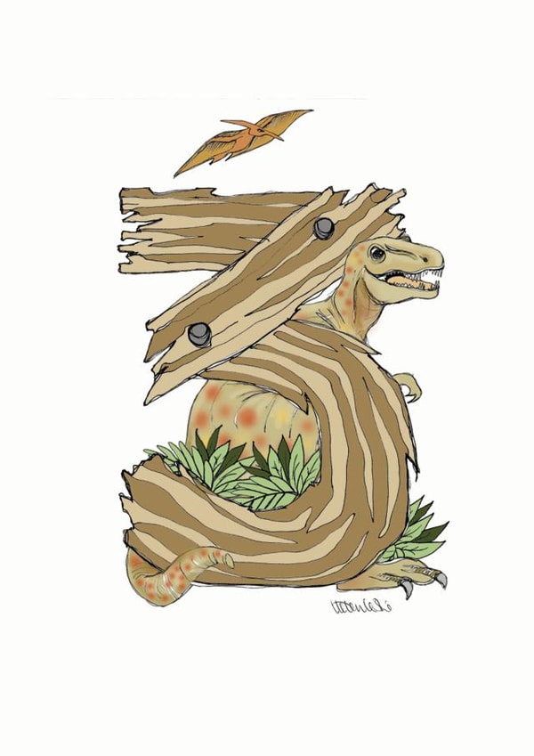 Happy 3rd Birthday dinosaur card created by Helen Leslie Illustrator