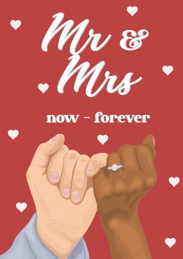 Interracial Mr & Mrs now until forever - wedding or engagement card created by byRosybum
