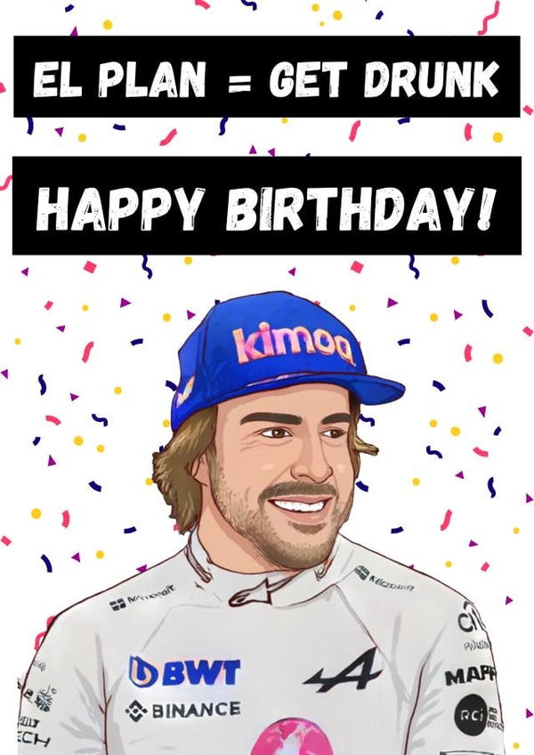 Fernando Alonso Birthday Card created by P1 Cards